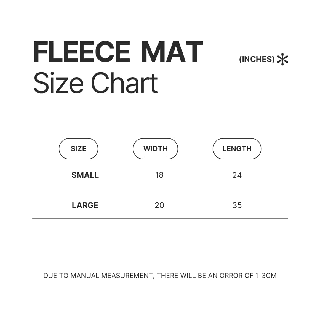 Fleece Mat Size Chart - Book Lover Gift Shop