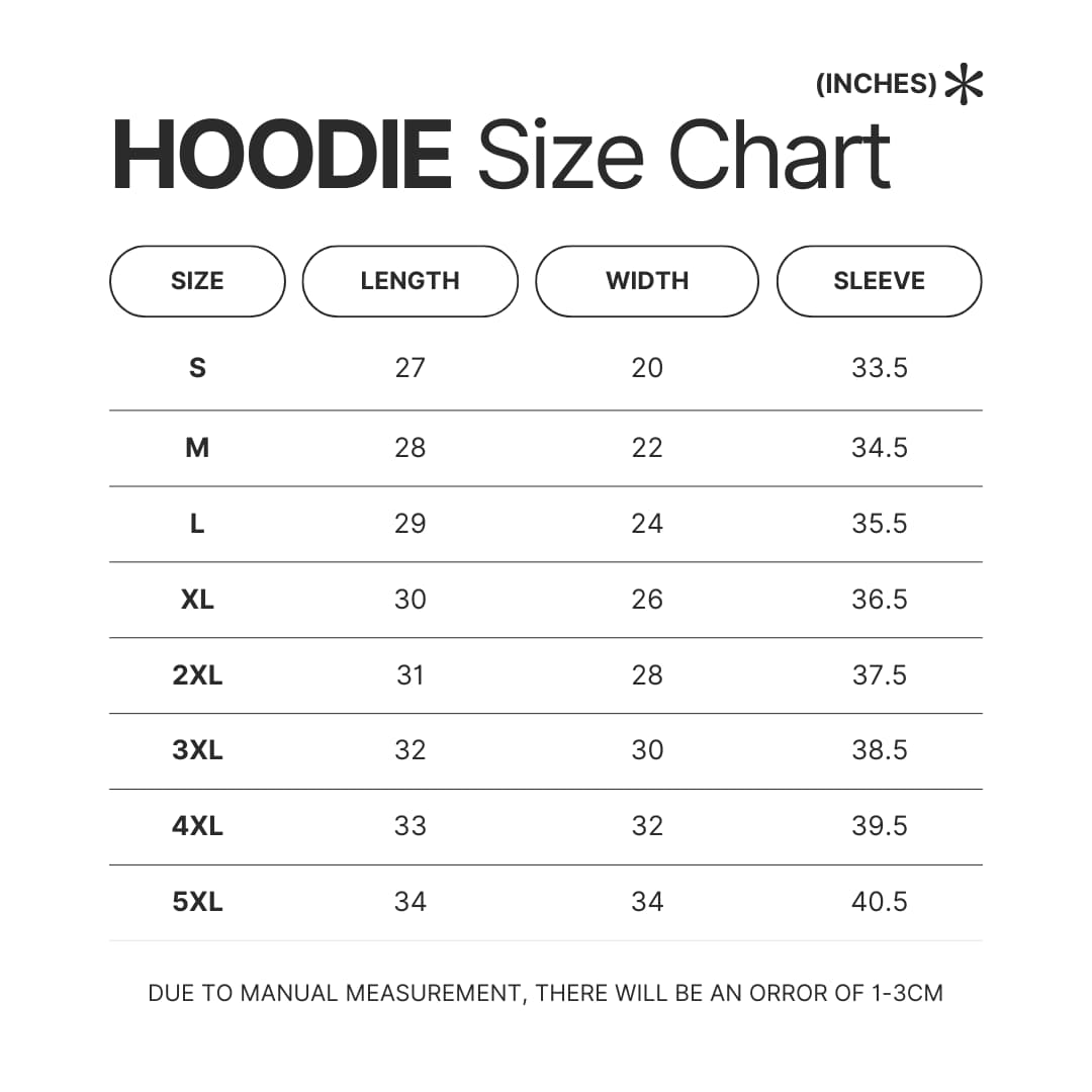 Hoodie Size Chart - Book Lover Gift Shop