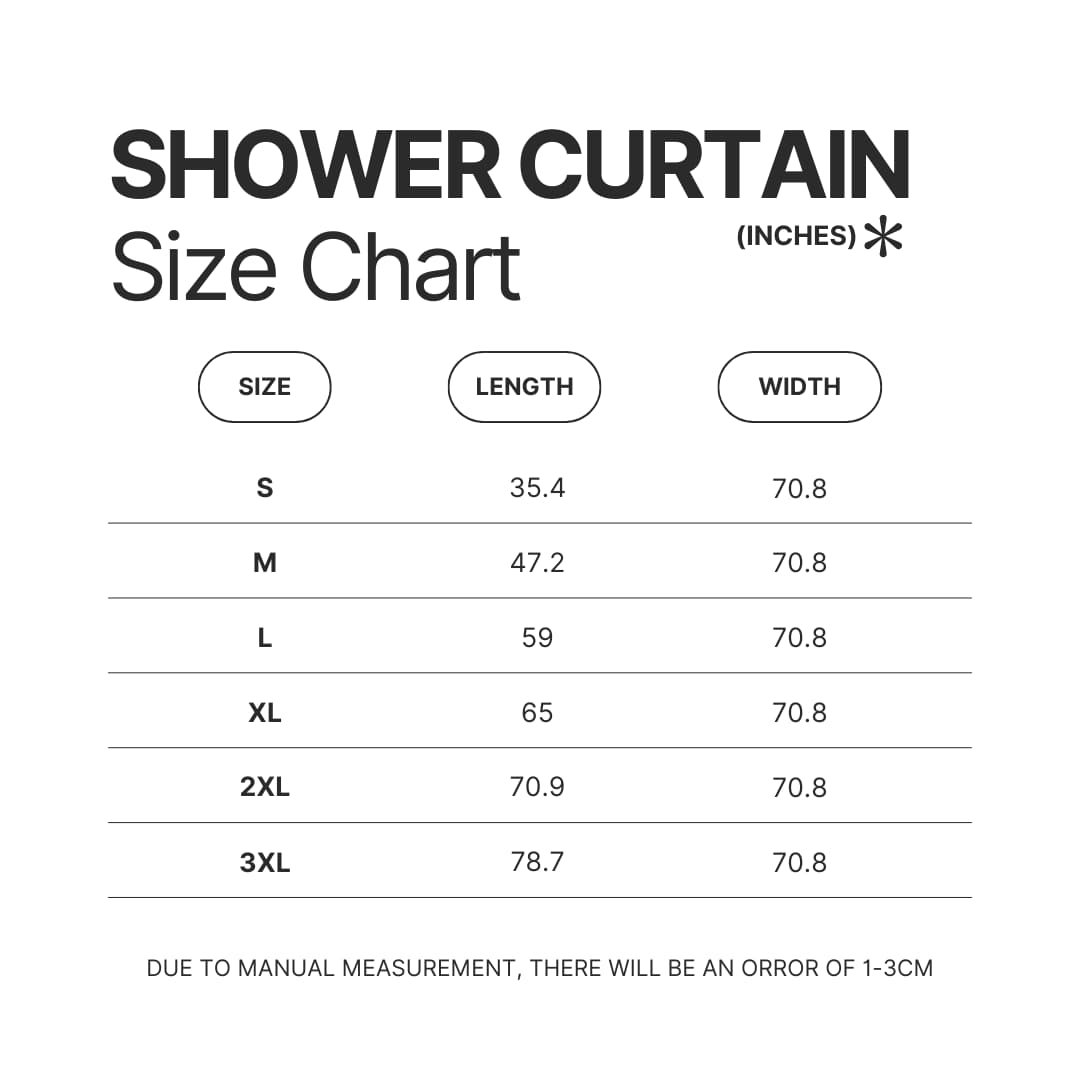 Shower Curtain Size Chart - Book Lover Gift Shop