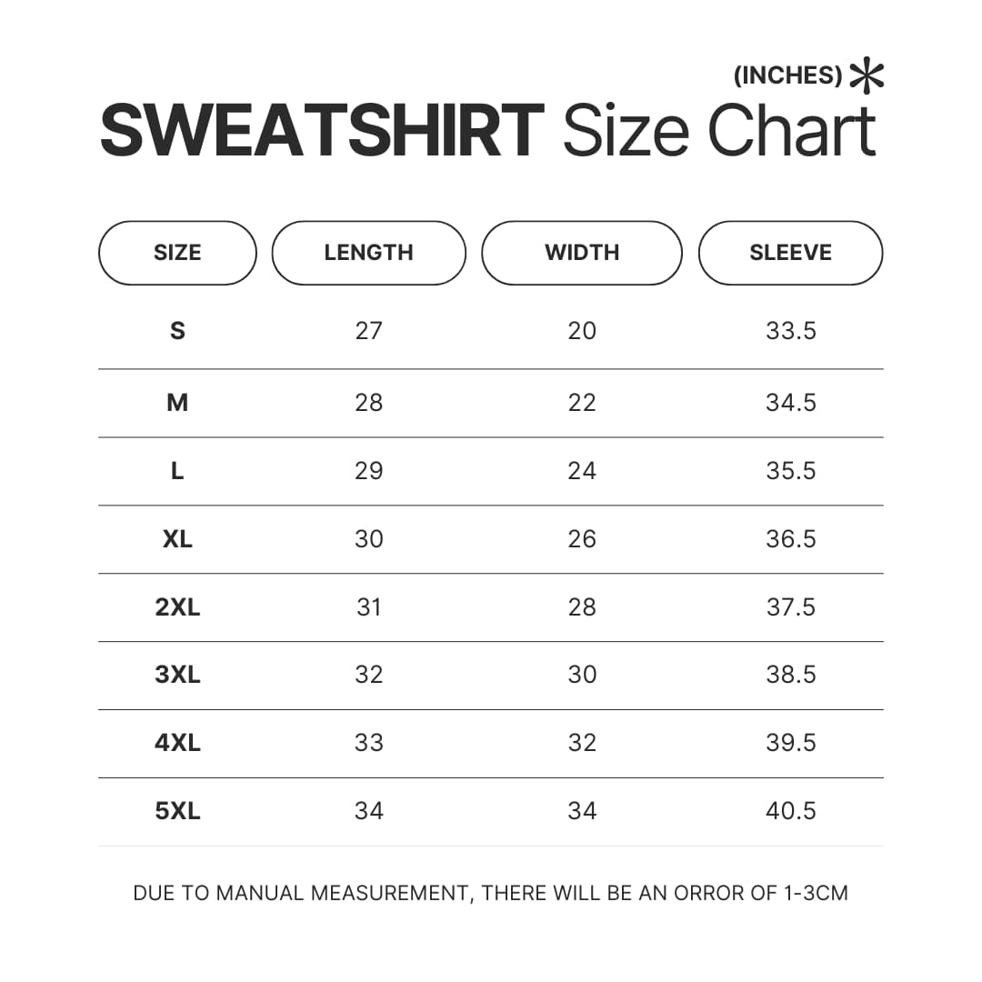 Sweatshirt Size Chart - Book Lover Gift Shop