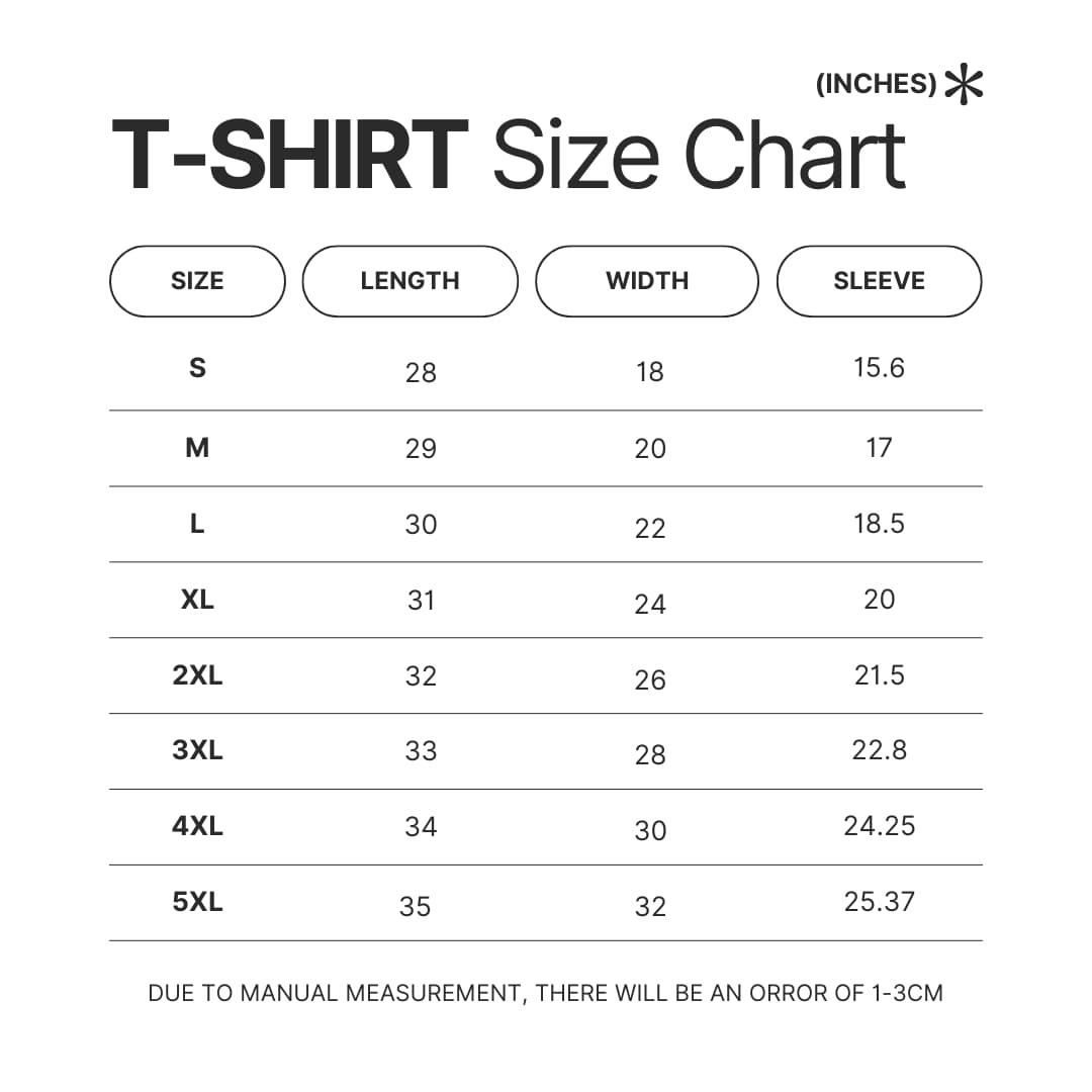 T shirt Size Chart - Book Lover Gift Shop